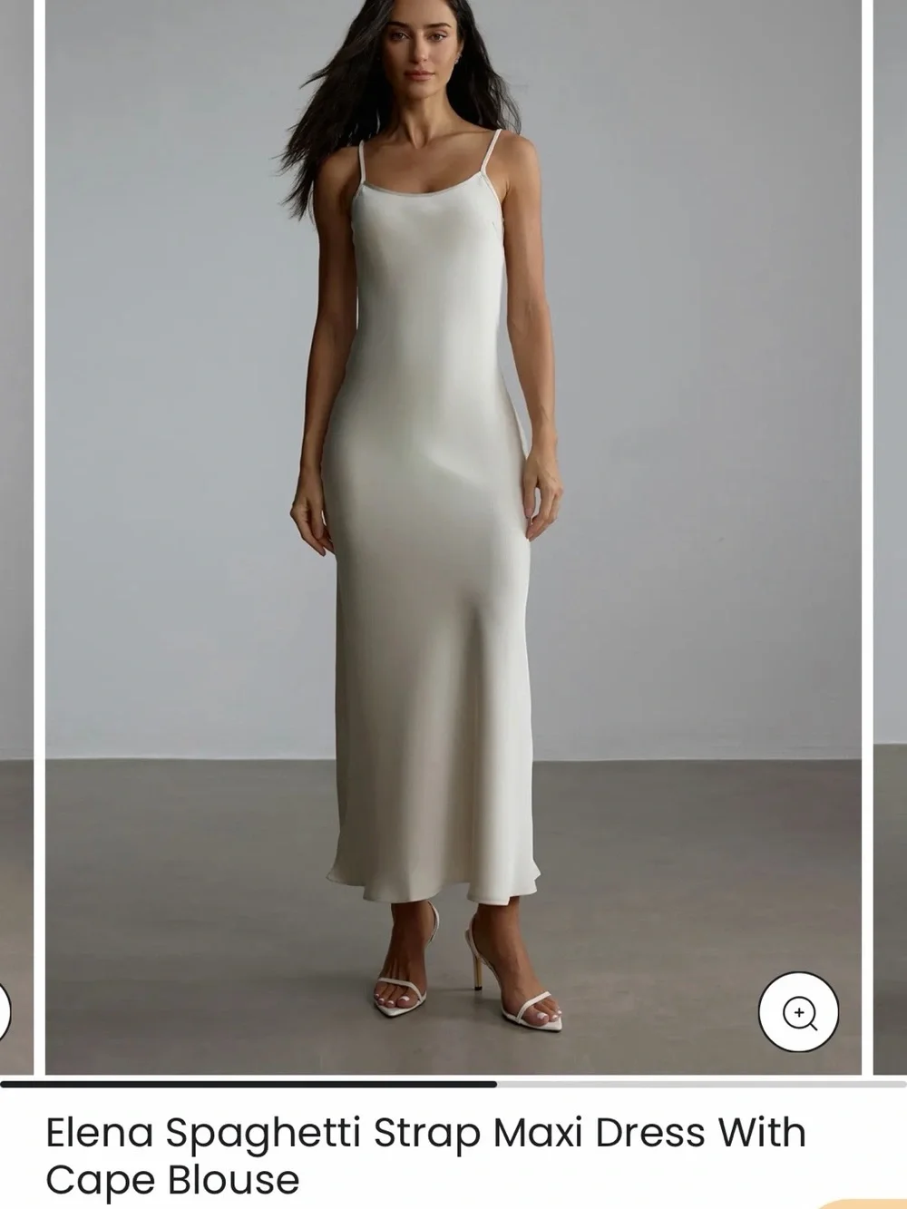 Spaghetti Strap Ivory Maxi Chemise with Cape Blouse